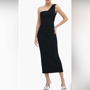 NWT Marcella NYC Nina Elegant Black One Shoulder Dress size Medium